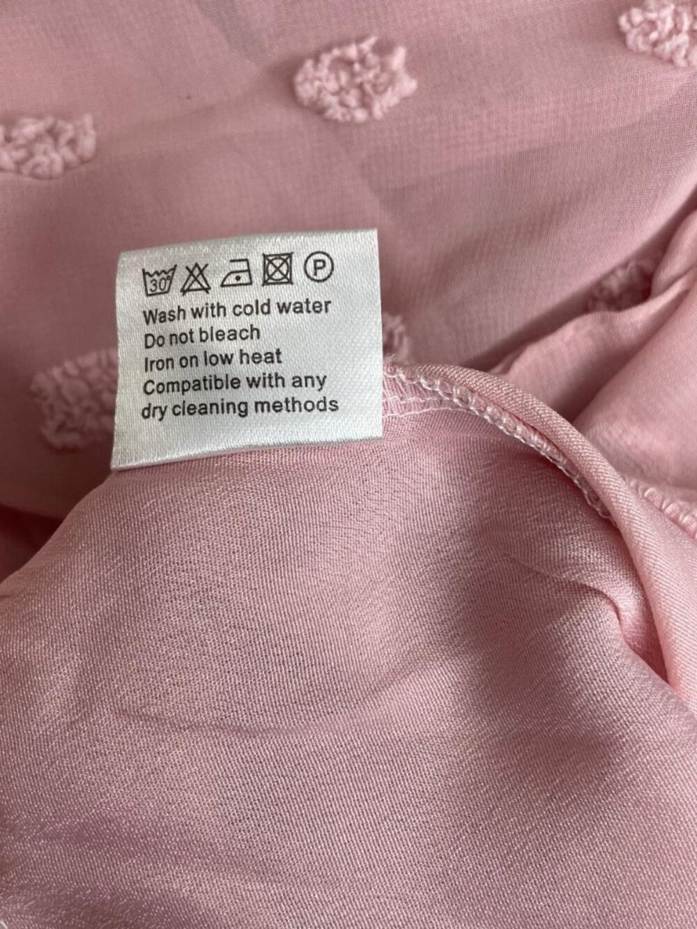 BELONGSCI Pink Coquette Swiss Dot Tiered Mini Dress Bell Sleeve M - Picture 7 of 8